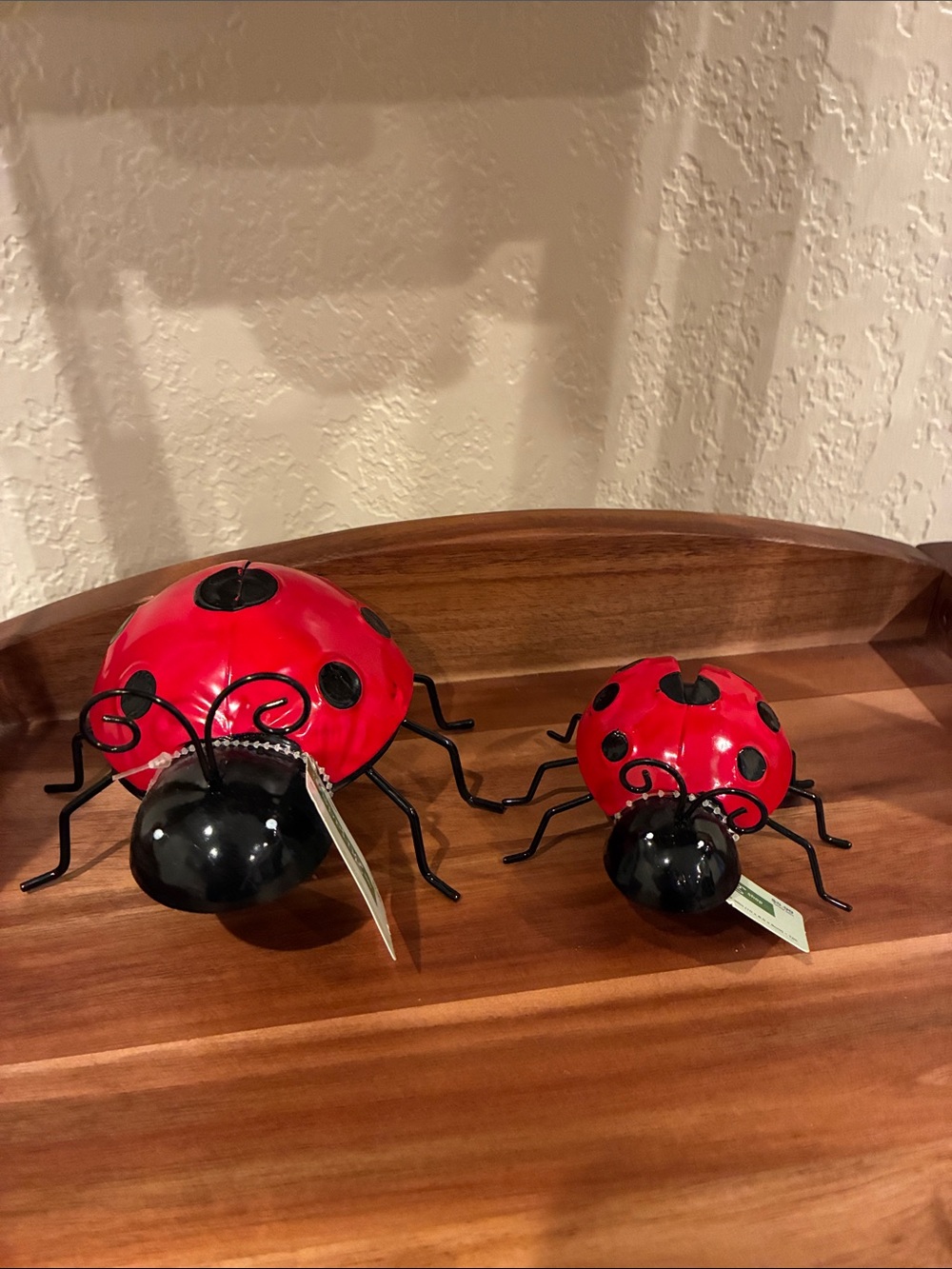 Decorative Red Ladybug wired Figurines Set - Home Accents